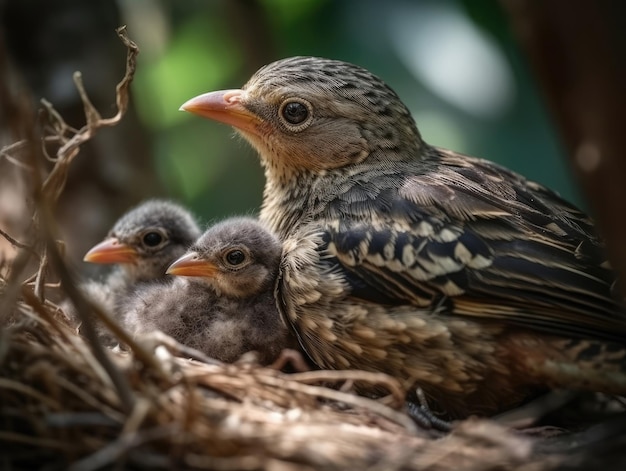 Pinson adulte avec des bébés IA générative