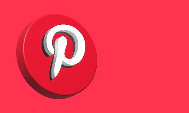 Pinterest Circle Button Icon Modèle élégant 3D Espace vide