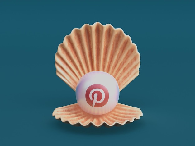 Photo pinterest open clam discovery pearl nature treasure social media marketing 3d illustration render