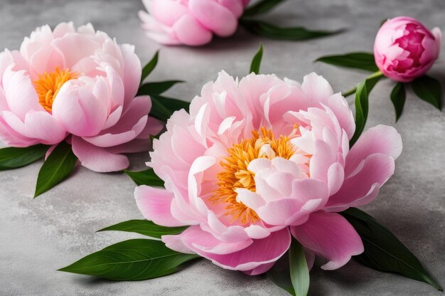 Photo la pioie rose fleurit sur une surface en béton