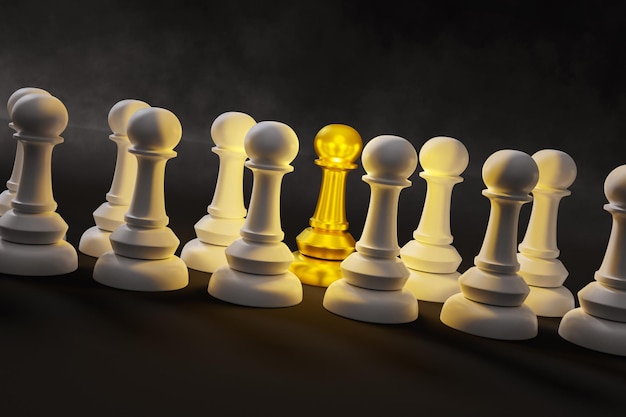 Pion d'échecs et pièces sur un fond de planche