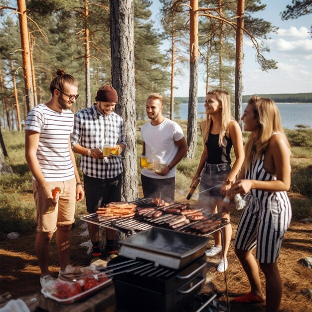 Photo pique-nique d'été avec des amis