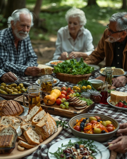 Photo un pique-nique en famille dans le parc