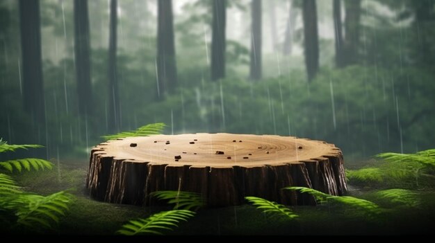 Pique-nique en forêt Table rustique Cadre naturel Repas extérieur Mobilier en bois Haute définition