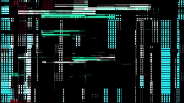 Piratage d'un réseau informatique Fond d'effet Glitch Distorsion du flux numérique Signal endommagé Rendu 3d