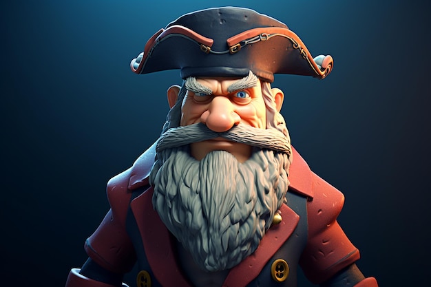 Photo un pirate 3d avec une longue barbe