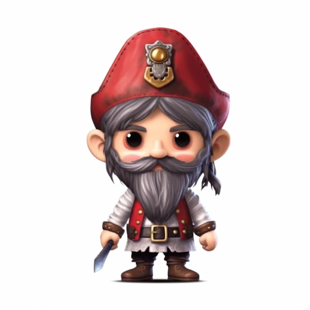 Photo un pirate de dessins animés avec une barbe et un chapeau rouge
