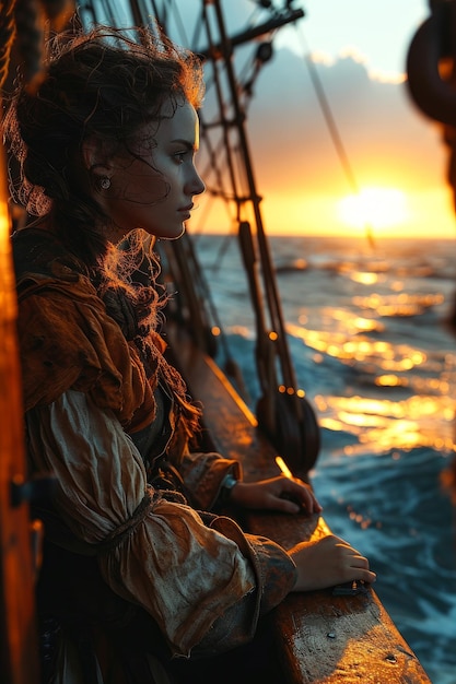 Photo une pirate féminine