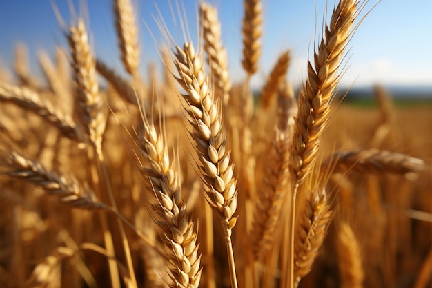 Épis de blé de près et personnels dans un champ de blé