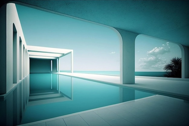 Photo piscine avec architecture contemporaine illustration générative d'ia