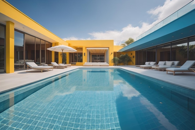 Piscine dans une villa moderne ai générative