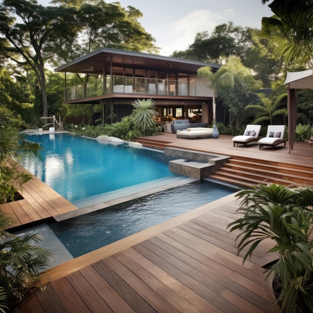 Piscine à domicile dans le jardin et la terrasse