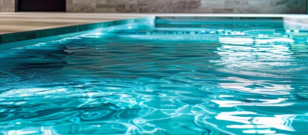 Photo une piscine avec de l'eau bleue et un mur blanc