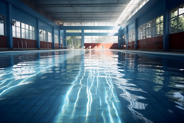 Piscine étincelante revigorante avec couloirs prêts pour les nageurs