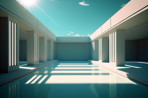 Une piscine moderne avec une architecture contemporaine Illustration générative d'IA