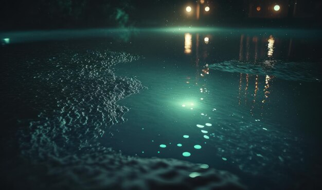 Piscine de nuit éthérée avec une eau cristalline au ralenti