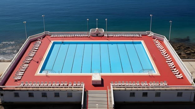 Piscine olympique avec couloirs