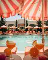 Photo une piscine avec une piscine et des parapluies qui dit cocktails