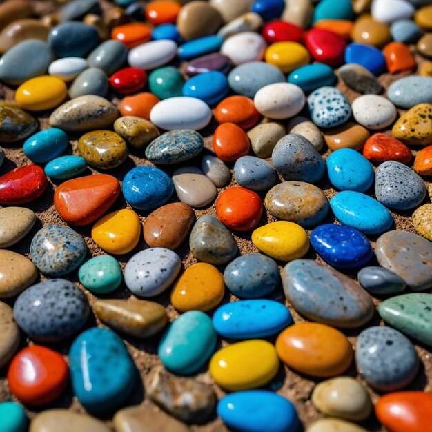 une piscine de roches colorées a des rochers colorés dessus