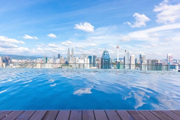 Piscine sur le toit avec vue magnifique sur la ville de Kuala Lumpur, Malaisie