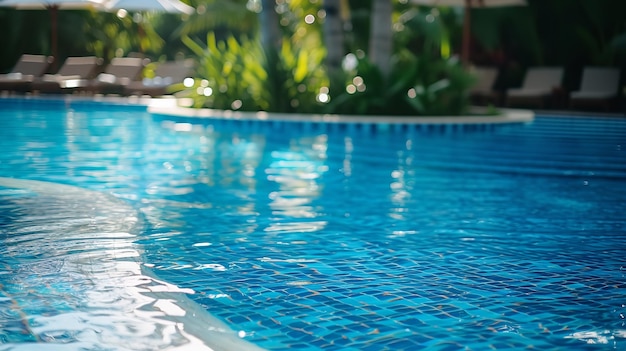 Piscine vide dans un complexe tropical en été Ai générative