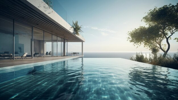 Une piscine avec vue sur la mer