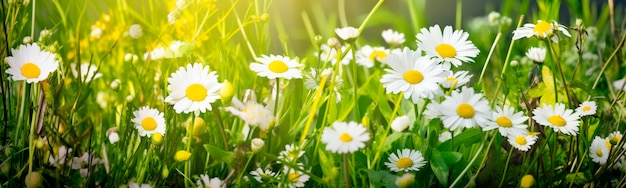 Pissenlits et fond d'herbe de camomille AI générative