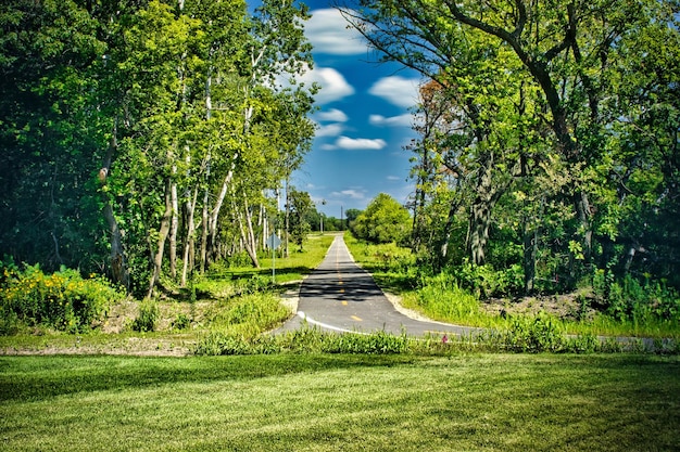 Photo une piste cyclable sur une journée ensoleillée contre le ciel