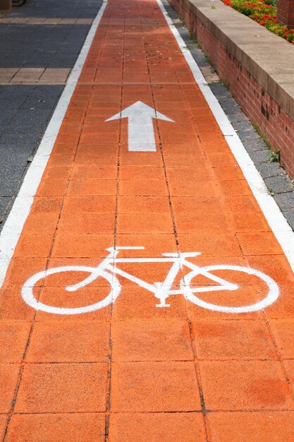 Piste cyclable et symbole de vélo blanc