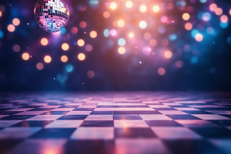 Photo une piste de danse disco vibrante avec un fond de studio coloré