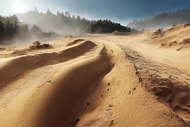 Piste de motocross et de sport automobile sur sable Pistes de roues sur sable Illustration Art