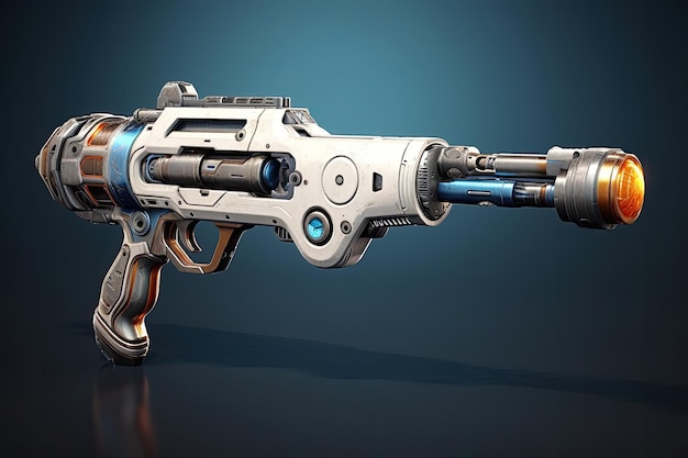 un pistolet blanc et bleu