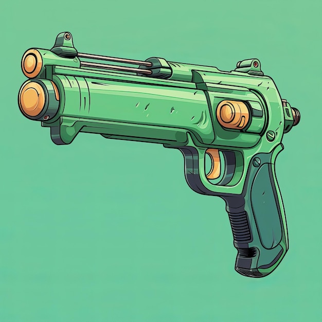 Un pistolet de paintball fibrepunk coloré sur un fond vert