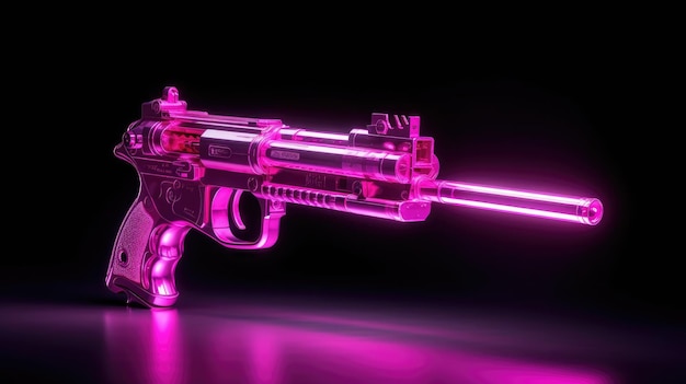 Photo un pistolet rose avec une lueur violette dessus