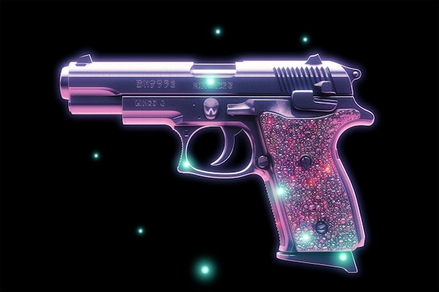 Photo un pistolet rose avec un motif pailleté rose et bleu dessus