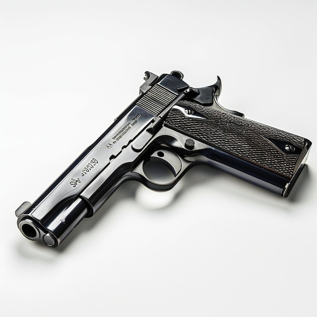 Photo pistolet semi-automatique sur fond blanc en gros plan