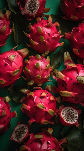 Pitahaya frais arrière-plan sans couture Une vue tropicale de haut en bas de délices exotiques