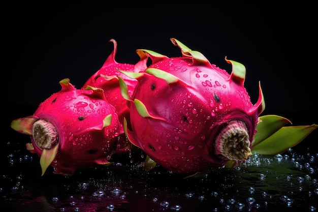 Pitaya fruit noir fond isolé