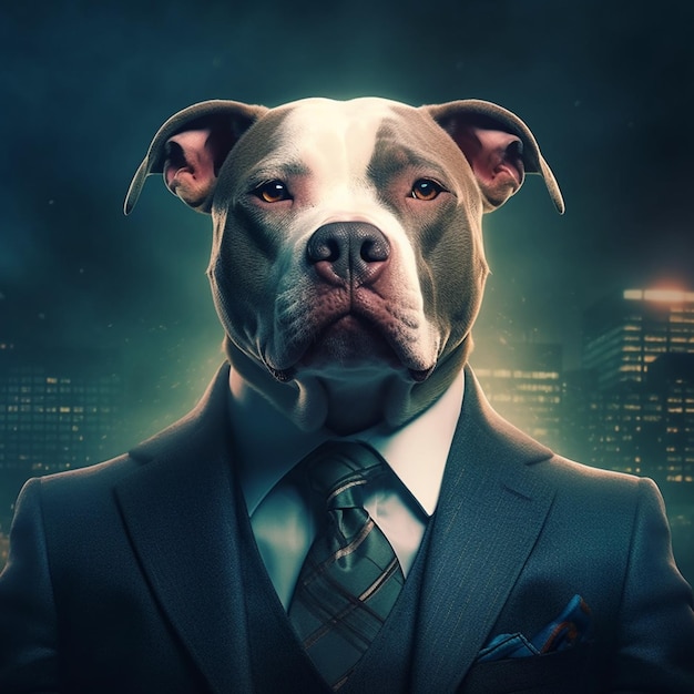 Pitbull en costume Generative AI