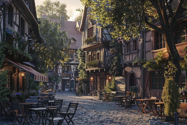 Photo un pittoresque village européen à octane carré rend k