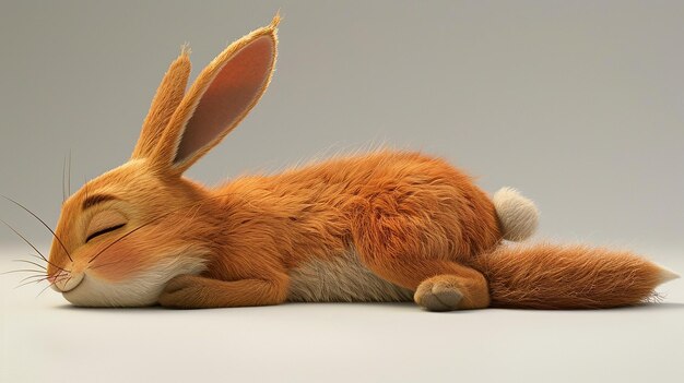 Pixar 3D Une vue latérale d'un mignon brunâtre endormi