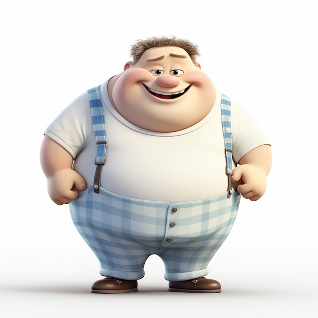 Pixar dessin animé mignon amical sain mignon petit gros gros homme sur fond blanc