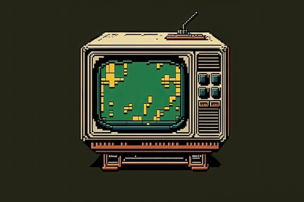 Pixel art Ancien objet TV de télévision dans un style rétro pour l'IA de jeu 8 bits