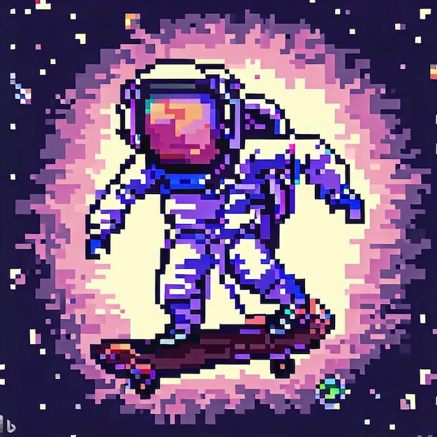 Photo le pixel art de l'astronaute