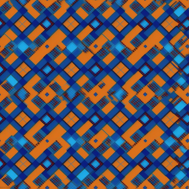pixel art orange et bleu en modèle sans couture 8 bits