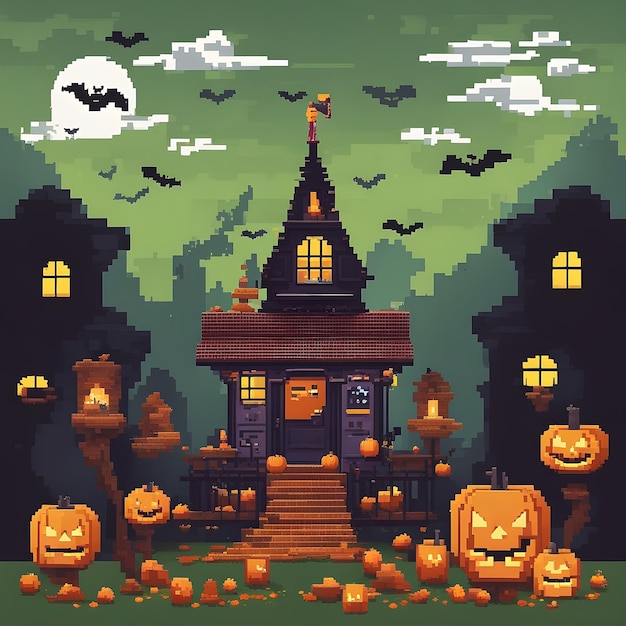 Pixel d'illustration Halloween en mouvement