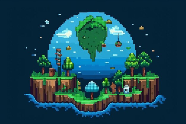 Pixel Perfect Une conception créative et colorée de la Journée de la Terre générée par l'IA