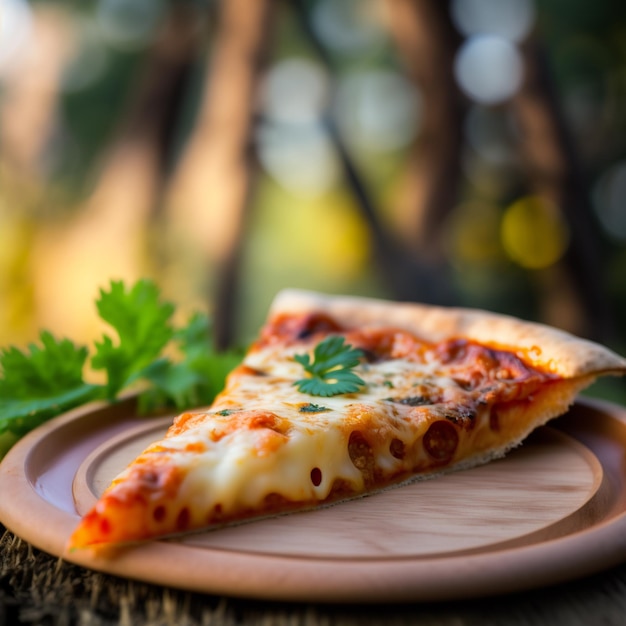 pizza au fromage sur des images d'illustration de fond de bois