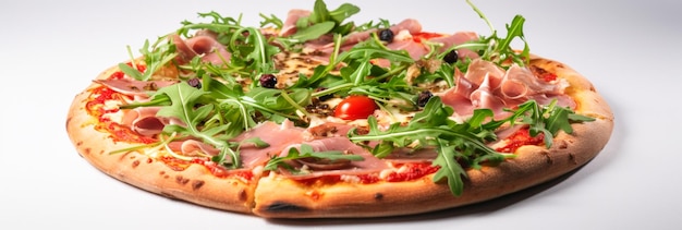 pizza au jambon et fromage et tranches de tomates