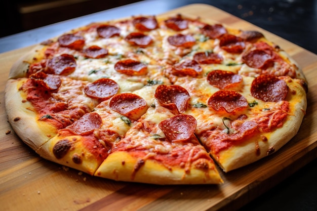 Une pizza au pepperoni faite maison